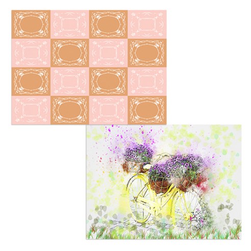 벨라 실리콘 식탁매트 자전거 화분 + 패턴, 3, 385 x 285 mm