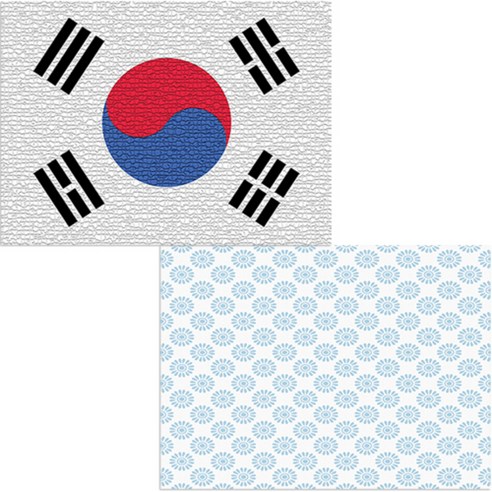 벨라 실리콘 식탁매트 2p 블루플라워패턴 세트, 블루플라워패턴, 태극기, 385 x 285 mm