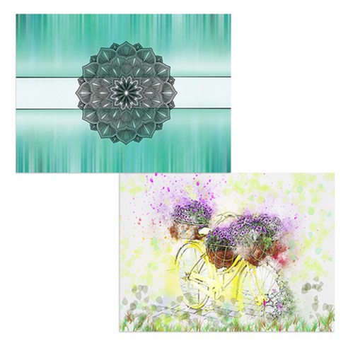벨라 실리콘 식탁매트 자전거 화분 + 연꽃, 혼합 색상, 385 x 285 mm