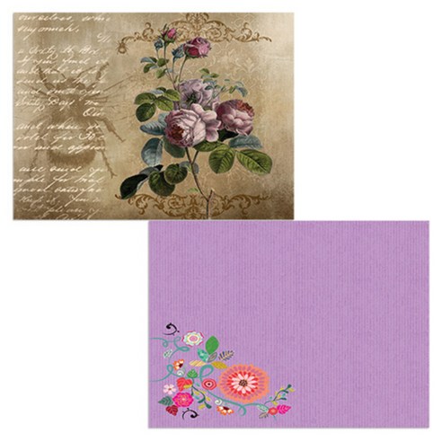 벨라 실리콘 식탁매트 2p 꽃가지1 세트, 꽃가지1, 장미빈티지, 385 x 285 mm, 두께 1mm