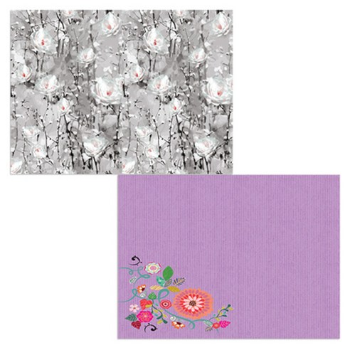 벨라 실리콘 식탁매트 2p 꽃가지1 세트, 꽃가지1, 양귀비, 385 x 285 mm, 두께 1mm
