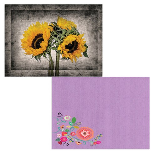 벨라 실리콘 식탁매트 2p 꽃가지1 세트, 꽃가지1, 해바라기2, 385 x 285 mm, 두께 1mm