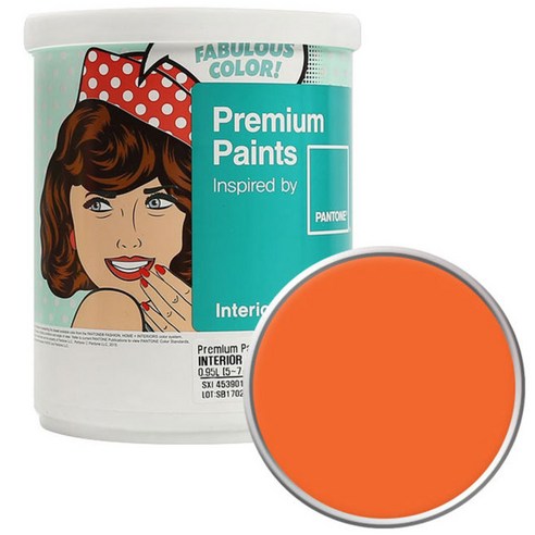 노루페인트 팬톤 내부용 실내벽면 무광페인트 1L, 16-1364 Vibrant Orange