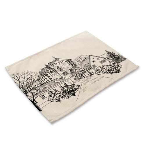 비케이 길거리 스케치 식탁매트, 1, 가로 42cm x 세로 32cm