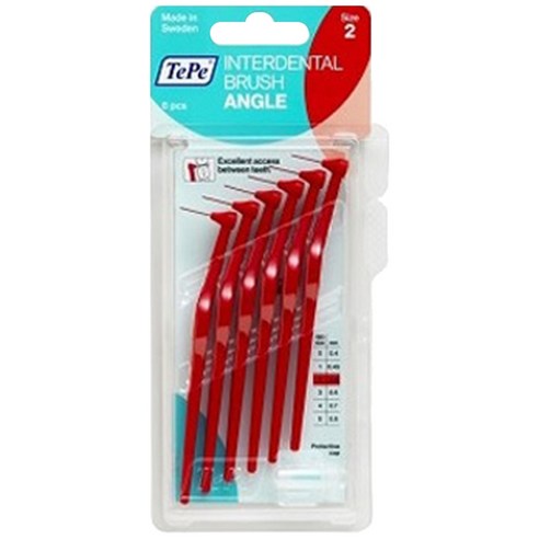 테페 ㄱ자형 치간칫솔 인터덴탈 브러쉬 앵글 0.5mm 빨강, 6개입, 2개