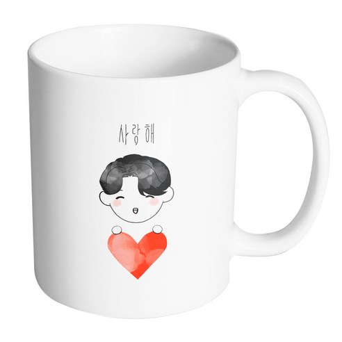핸드팩토리 하트피켓보이 사랑해 머그컵, 내부 화이트, 1개