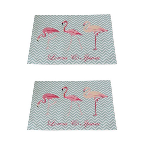 아울리빙 플라밍고 키친 린넨 테이블매트 2p, E, 42 x 32 cm