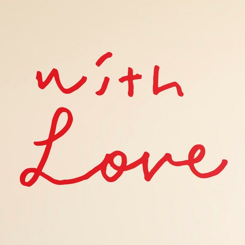 1AM 캘리그라피 인테리어 포인트 스티커 S2 with Love, 빨강