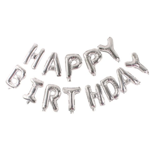 필립로지스틱 HAPPY BIRTHDAY 생일파티 풍선, 실버, 1세트
