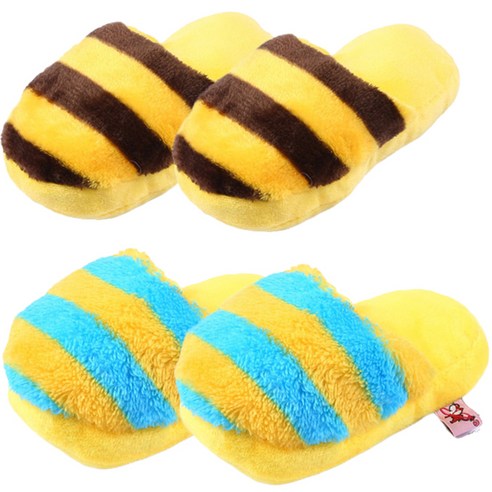 댕댕이샵 반려동물 퍼니 슬리퍼 장난감 2p 옐로우브라운 세트 17cm, 옐로우브라운, 옐로우블루, 2세트