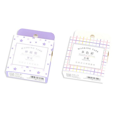 라이프포인트 DIY장식시리즈 마스킹 테이프 15mm 2p 19 퍼플스타 세트, 19퍼플스타 + 23멀티체크, 1세트