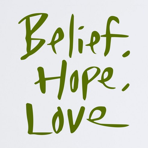 1AM 캘리그라피 인테리어 포인트 스티커 Belief Hope, 올리브