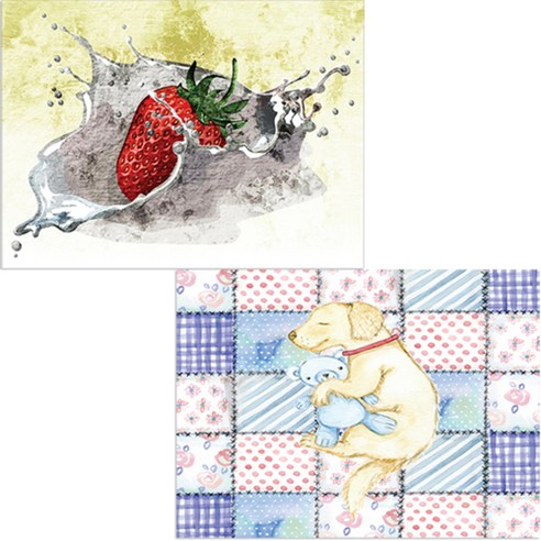 벨라 실리콘 식탁매트 2p 낮잠 세트, 낮잠, 딸기, 385 x 285 mm, 두께 1mm