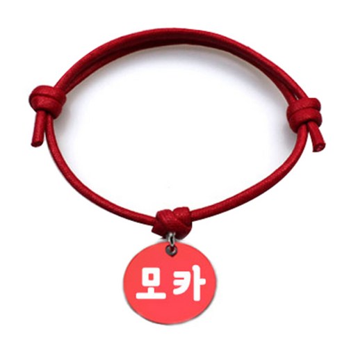 펫츠룩 굿모닝 레드 반려동물 목걸이 S + 알미늄원형 팬던트 M, 레드(모카), 1개
