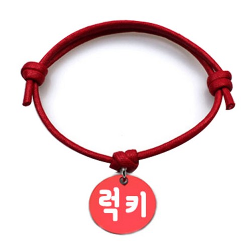 펫츠룩 굿모닝 레드 반려동물 목걸이 S + 알미늄원형 팬던트 M, 레드(럭키), 1개