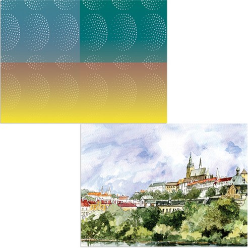 벨라 실리콘 식탁매트 도시풍경1 세트, 도시풍경1, 점들의여행, 385 x 285 mm