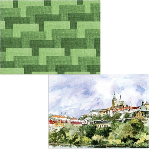 벨라 실리콘 식탁매트 도시풍경1 세트, 도시풍경1, 칠교패턴7, 385 x 285 mm