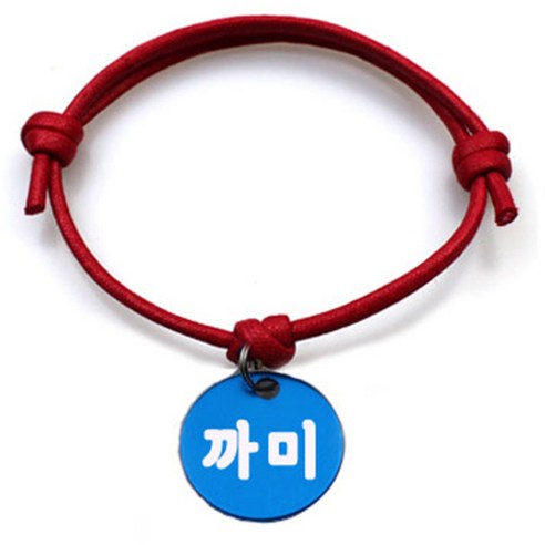 펫츠룩 굿모닝 레드 반려동물 목걸이 S + 알미늄 원형 팬던트 M, 블루(까미), 1개