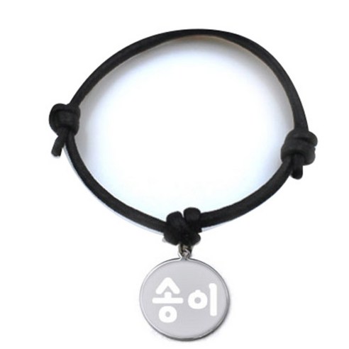 펫츠룩 굿모닝 블랙 반려동물 목걸이 S + 메탈원형 팬던트 S, 실버(송이), 1개