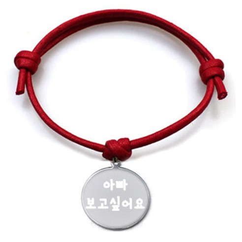 펫츠룩 굿모닝 레드 반려동물 목걸이 M + 메탈원형 팬던트 M, 실버(아빠보고싶어요), 1개