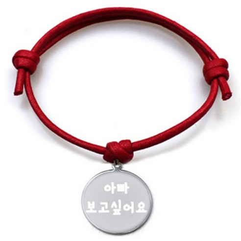 펫츠룩 굿모닝 레드 반려견 목걸이 M + 메탈원형 팬던트 S, 실버(아빠보고싶어요), 1개