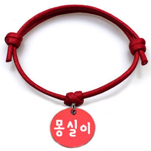 펫츠룩 굿모닝 레드 반려동물 목걸이 M + 알미늄원형 팬던트 M, 레드(몽실이), 1개