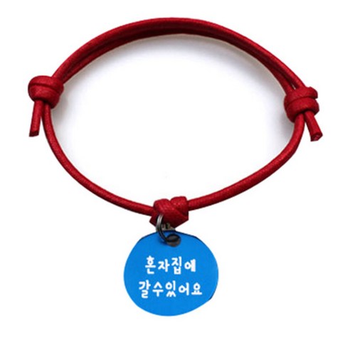 펫츠룩 굿모닝 레드 반려동물 목걸이 M + 알미늄원형 팬던트 M, 블루(혼자집에갈수있어요), 1개