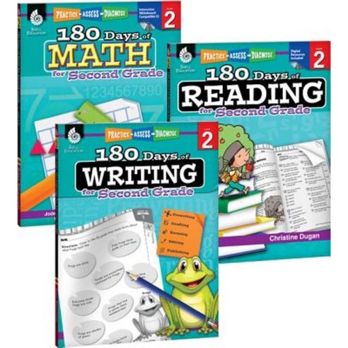 180 Days of Reading Writing and Math for Second Grade 3-Book Set Paperback, Shell Education Pub