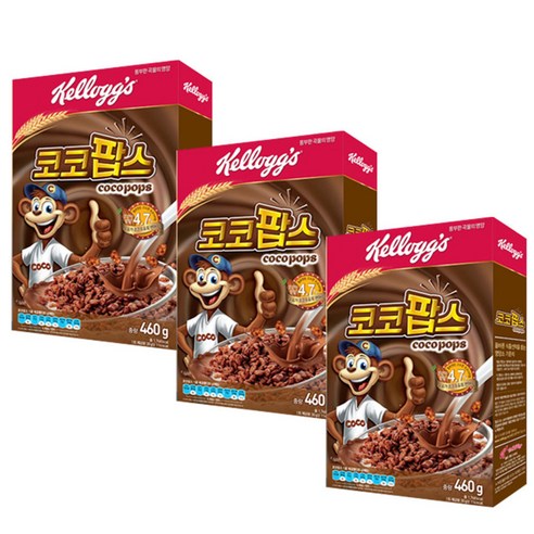 켈로그 코코팝스 시리얼, 460g, 3개