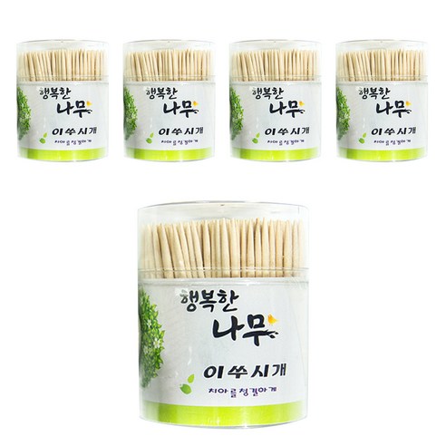 투고팩 제이씨코리아 행복한 나무 양면 이쑤시개, 470개입, 5개