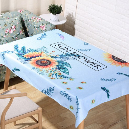 이코디 플랜트 TC 테이블 보, 블루썬플라워, 90 x 90 cm