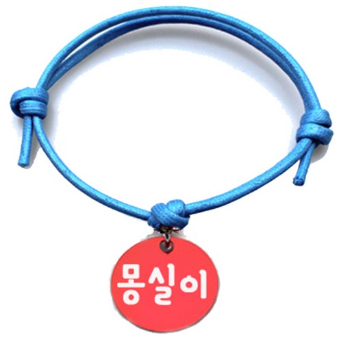 펫츠룩 굿모닝 블루 반려동물 목걸이 M + 원형 팬던트 M, 몽실이(레드), 1개
