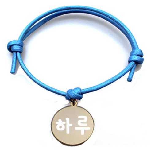 펫츠룩 굿모닝 블루 반려동물 목걸이 M + 메탈원형 팬던트 S, 골드(하루), 1개