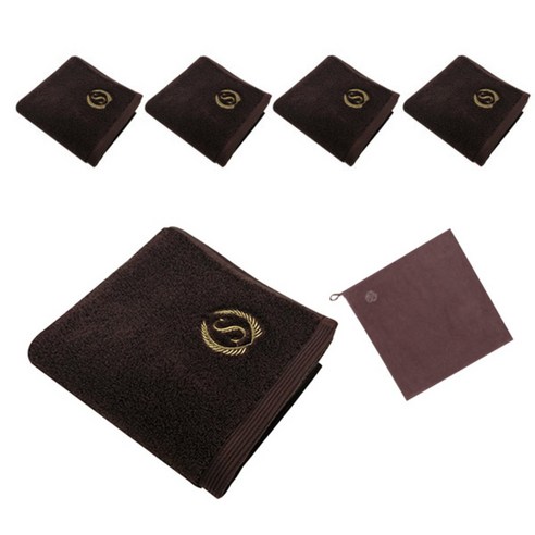송월타월 슈퍼클래스S 세면타올 190g 5p + 테리베이커리 고리타올 랜덤 발송, 갈색, 1세트