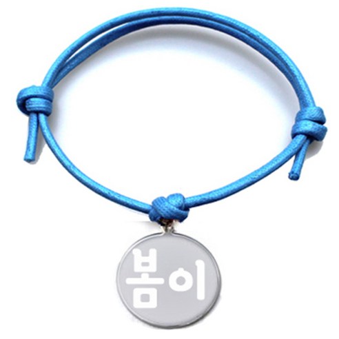 펫츠룩 굿모닝 블루 반려동물 목걸이 M + 메탈원형 팬던트 M, 실버(봄이), 1개