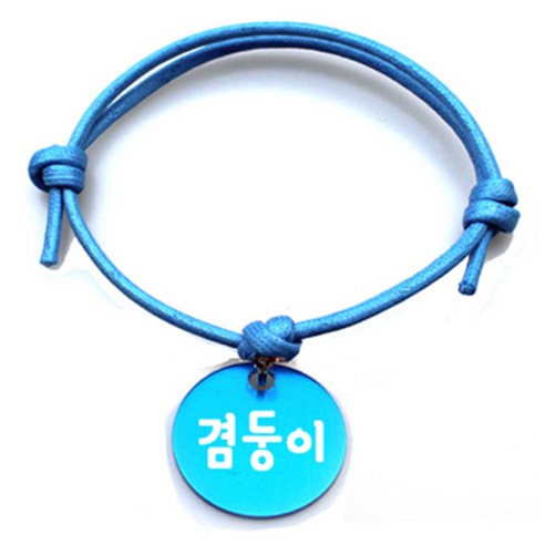 펫츠룩 굿모닝 블루 반려동물 목걸이 M + 알미늄원형 팬던트 S, 블루(겸둥이), 1개