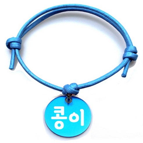 펫츠룩 굿모닝 블루 반려동물 목걸이 M + 알미늄원형 팬던트 S, 블루(콩이), 1개