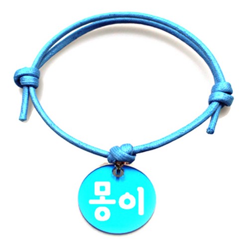 펫츠룩 굿모닝 블루 반려동물 목걸이 M + 알미늄원형 팬던트 M, 블루(몽이), 1개