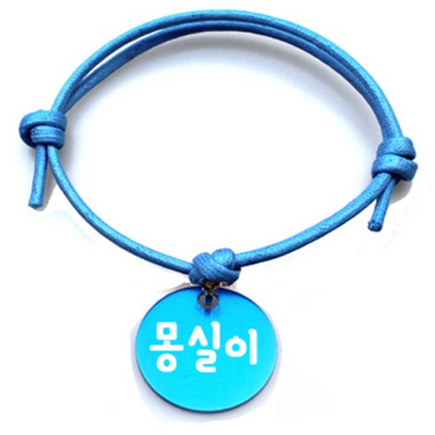 펫츠룩 굿모닝 블루 반려동물 목걸이 M + 알미늄원형 팬던트 S, 블루(몽실이), 1개