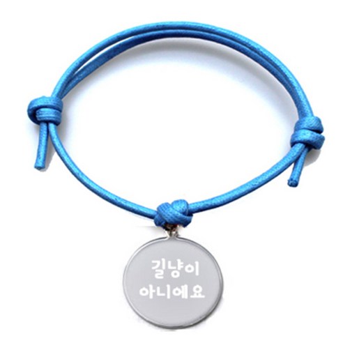 펫츠룩 굿모닝 블루 반려동물 목걸이 M + 원형 팬던트 S, 실버(길냥이아니에요), 1개