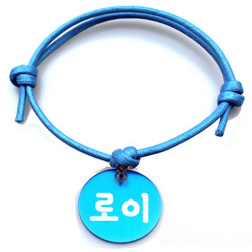 펫츠룩 굿모닝 블루 반려동물 목걸이 M + 알미늄원형 팬던트 S, 블루(로이), 1개