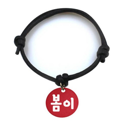 펫츠룩 굿모닝 블랙 반려동물 목걸이 M + 알미늄원형 팬던트 M, 레드(봄이), 1개