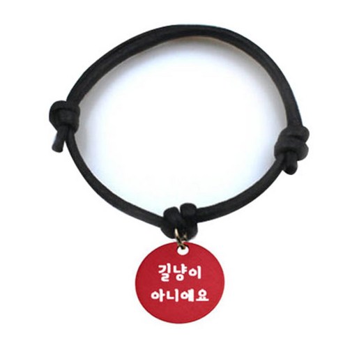 펫츠룩 굿모닝 블랙 반려동물 목걸이 M + 알미늄 원형 팬던트 S, 레드(길냥이아니에요), 1개