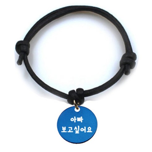 펫츠룩 굿모닝 블랙 반려동물 목걸이 M + 알미늄원형 팬던트 M, 블루(아빠보고싶어요), 1개