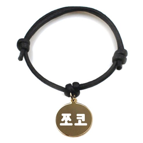 펫츠룩 굿모닝 블랙 반려동물 목걸이 M + 메탈원형 팬던트 S, 골드(쪼코), 1개