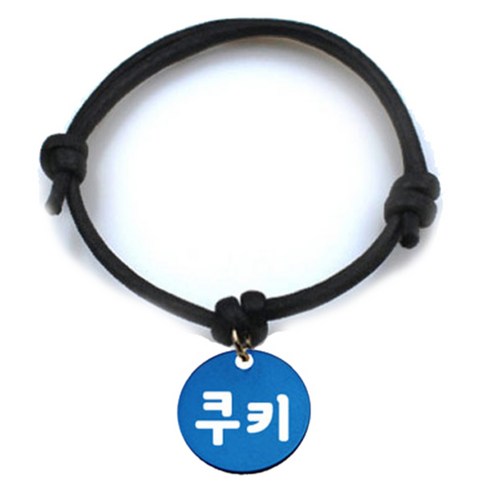 펫츠룩 굿모닝 블랙 반려동물 목걸이 M + 알미늄 원형 팬던트 S, 블루(쿠키), 1개