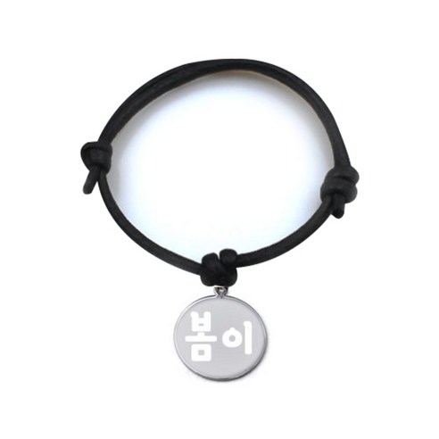 펫츠룩 굿모닝 블랙 반려동물 목걸이 M + 메탈 원형 팬던트 S, 실버(봄이), 1개