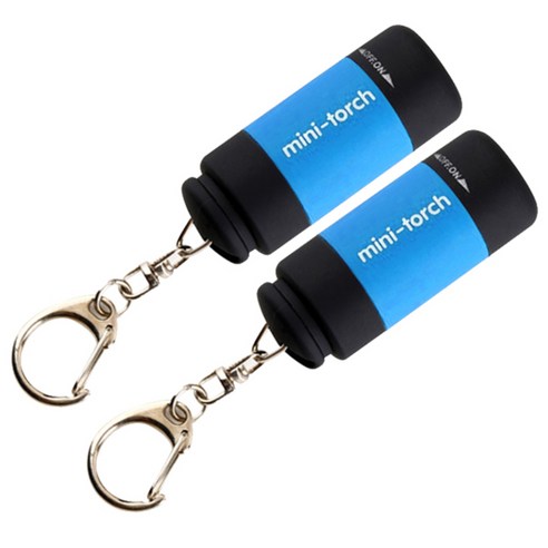 블럭마트 캠핑 USB 충전식 LED 미니손전등, 블루, 2개