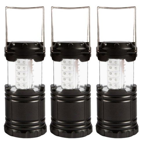 블럭마트 LED 30구 캠핑전등, 블랙, 3개