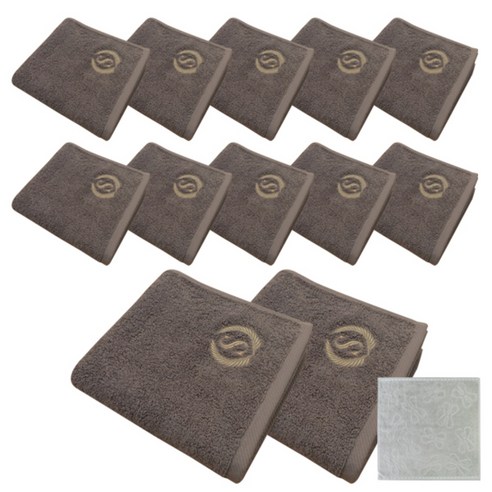송월타월 슈퍼클래스 S50 세면타올 150g x 12p + 리본핸드타올, 갈색, 1세트